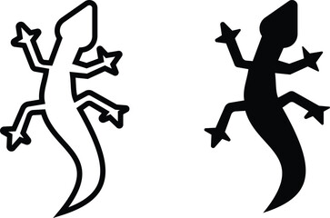 lizard icon set. collection isolated black on white background. vector illustration.
