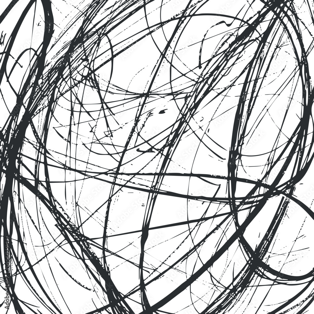 Poster an abstract black and white background featuring chaotic lines and dynamic textures for artistic des