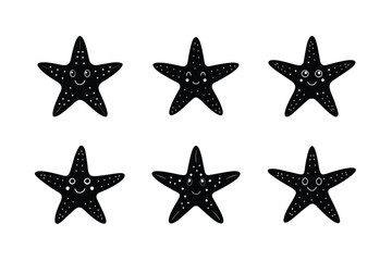 starfish cute face vector art silhouette