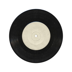 a 7 inch format vinyl record mockup isolated on transparent background with empty space for music...