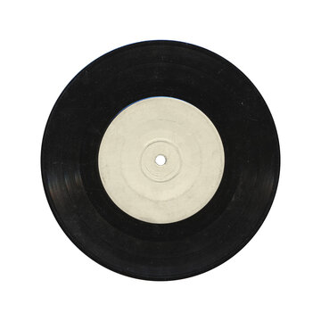 a 7 inch format vinyl record mockup isolated on transparent background with empty space for music cover design