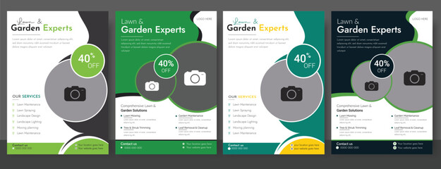 Flyer design template for lawn and gardening services. Creative corporate business door hanger template design,hotel knob design, Vector door hanger, landscaping lawn care door hanger, best lawn care 