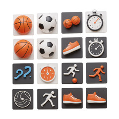 Fototapeta premium Set of 3D Sport Icons with Transparent Background