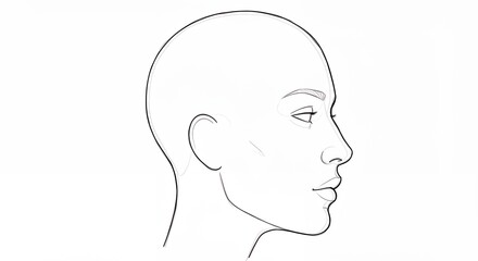 Simple female head drawing profile view