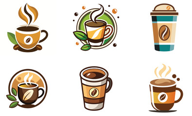 Obraz premium Collection of Cartoon Coffee Cup Designs for Restaurant Logos