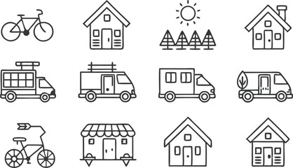 Obraz premium Sustainable Tiny Homes, EcoFriendly Vans, Bikes, and Nature