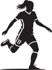 Silhouette Illustration Of A Female Soccer Player Running Forward With Ponytail