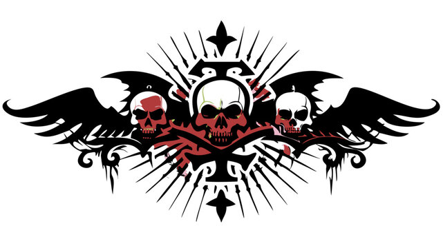 skull and wings tattos