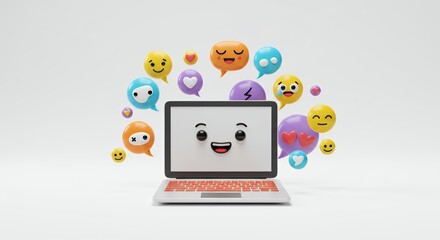 Social media engagement laptop illustration