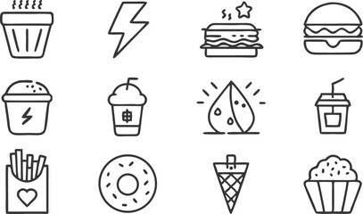 Fast Food Icons Burgers, Fries, Drinks, and Sweet Treats