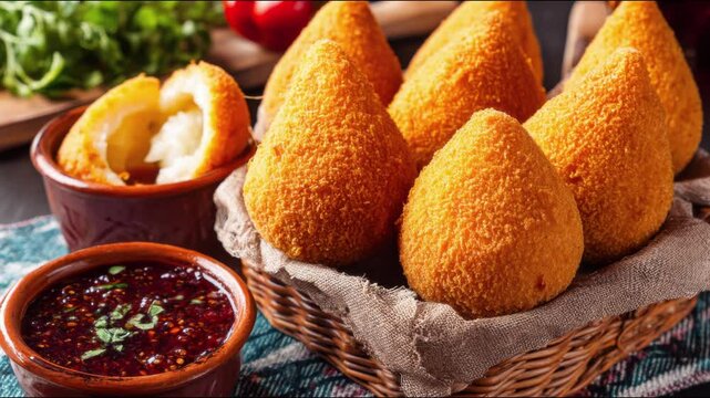 Crispy Brazilian Coxinhas, traditional fried food