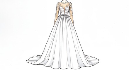 Wedding dress design sketch full ballgown style