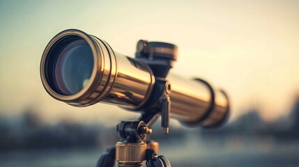 Fototapeta premium Financial projections telescope focusing future profit growth and forecasts