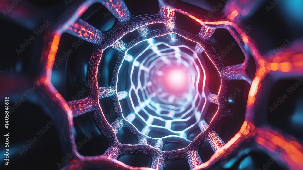 Poster dynamic science visualization of a hypothetical neural network futuristic environment digital art ab