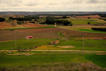 Fototapeta premium Campos, fincas de la localidad de Valdezate es un municipio y localidad de España, en la provincia de Burgos.