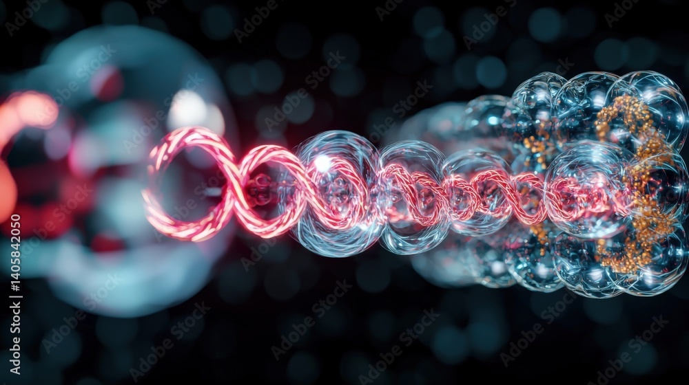 Poster quantum dynamics in molecular structures laboratory digital art scientific environment close-up view