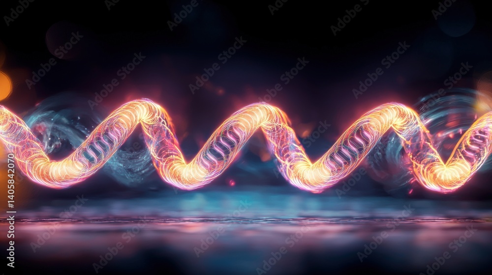Poster dynamic dna helix animation virtual space digital art science abstract viewpoint genetic concepts fo