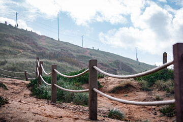 rope fence in the mountains