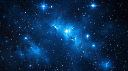 Fototapeta premium Starry Night Sky with Glowing Clouds, A mesmerizing night sky filled with countless stars and glowing clouds, creating a celestial