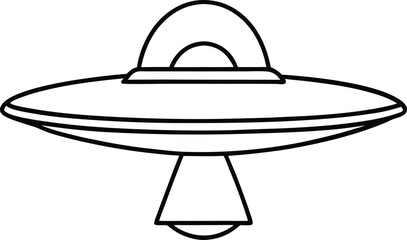 Flying Saucer Outline Icon Line Art Drawing Vector | UFO, Space & Alien Sci-Fi Design