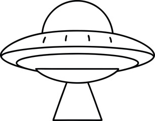 Flying Saucer Outline Icon Line Art Drawing Vector | UFO, Space & Alien Sci-Fi Design