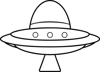 Flying Saucer Outline Icon Line Art Drawing Vector | UFO, Space & Alien Sci-Fi Design