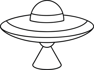 Flying Saucer Outline Icon Line Art Drawing Vector | UFO, Space & Alien Sci-Fi Design