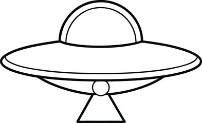Flying Saucer Outline Icon Line Art Drawing Vector | UFO, Space & Alien Sci-Fi Design