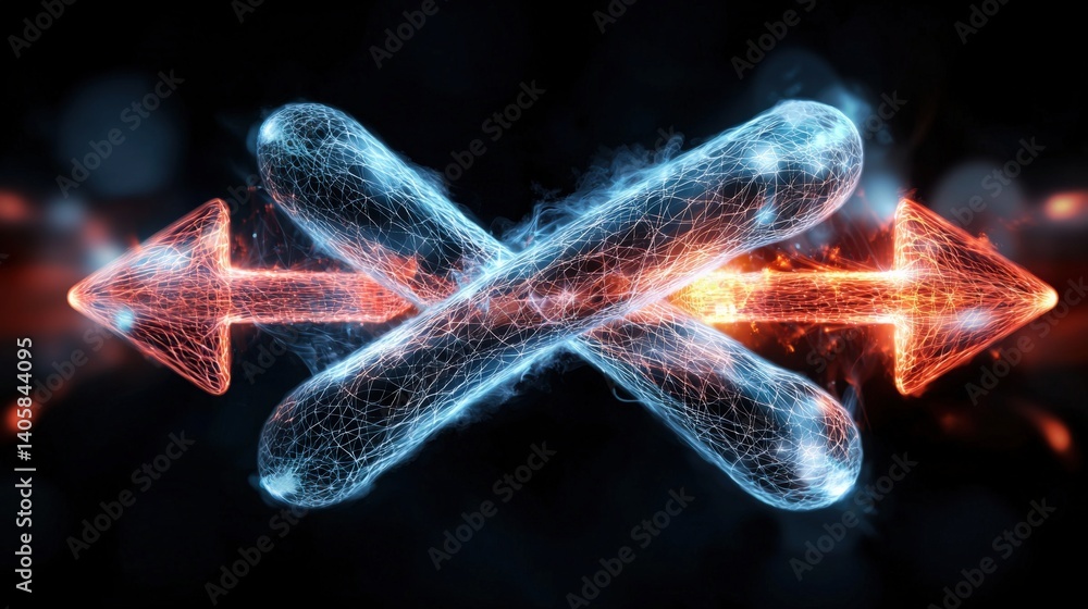 Poster dynamic energy exchange digital realm abstract visuals high-tech environment close-up view conceptua