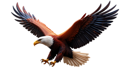 Patriotic 3D Eagle Icon with Animated Wings	A charming animated eagle icon symbolizing freedom, ideal for Fourth of July projects. Clean white background