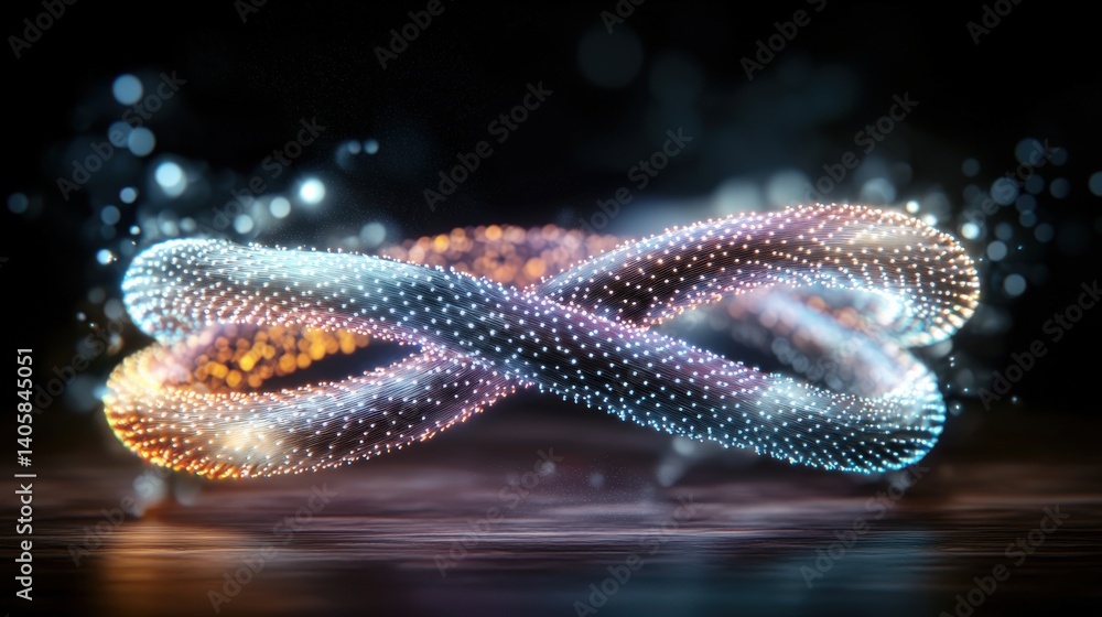 Poster dynamic infinity loop visualization digital realm abstract art high-tech environment close-up view i
