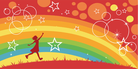 Magical Rainbow World Featuring Joyful Silhouette Art