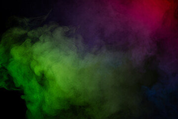 Blue and purple steam on a black background.