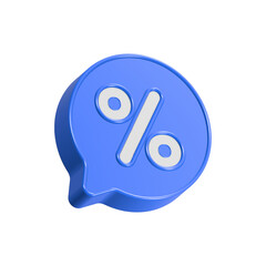 percentage icon 3d realistic blue color