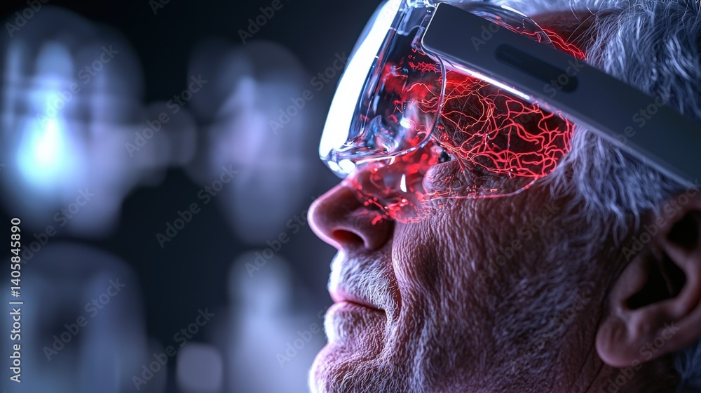 Poster innovative technology for enhanced vision exploring the future of science and aging in a high-tech e