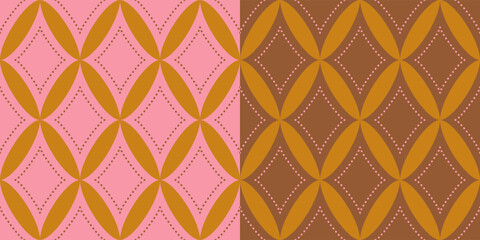 Vector seamless diamond pattern in retro circus style. Set of vintage harlequin seamless patterns.
