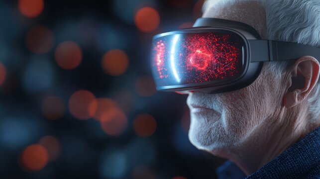 Virtual reality experience transforms perception cyber space digital art indoor setting close-up view innovation and technology