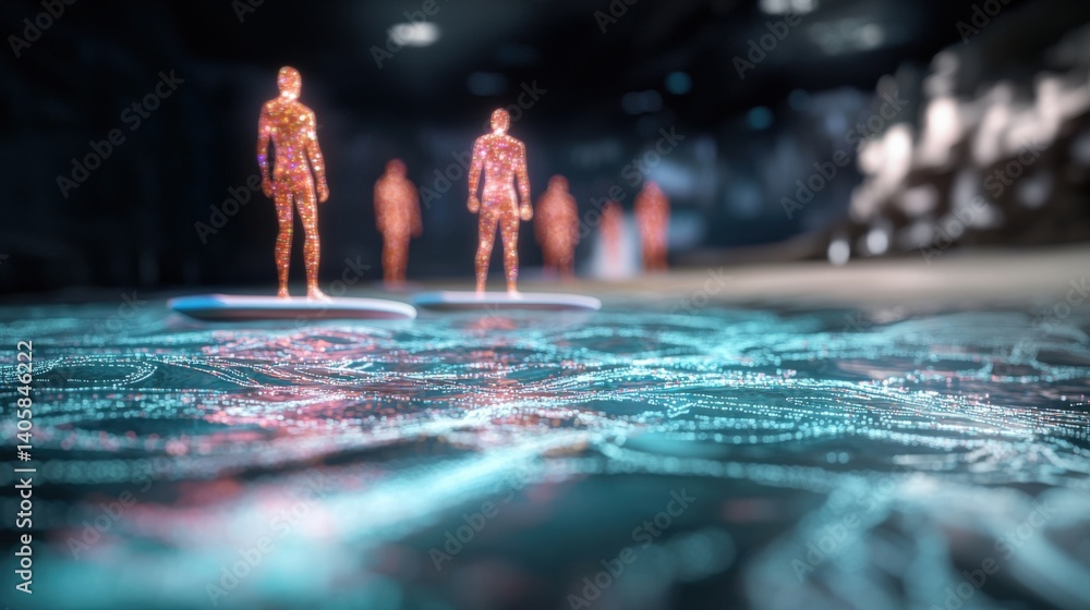 Poster digital interaction and holographic display futuristic environment visual art cybernetic space immer