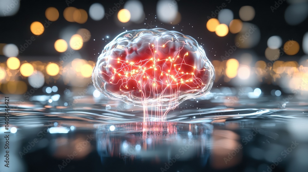 Poster innovative neural connections in a fluid environment brain visualization abstract concept digital ar