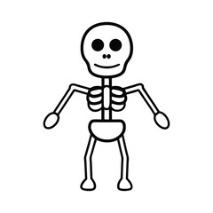 Skeleton for Halloween line art vector illustration