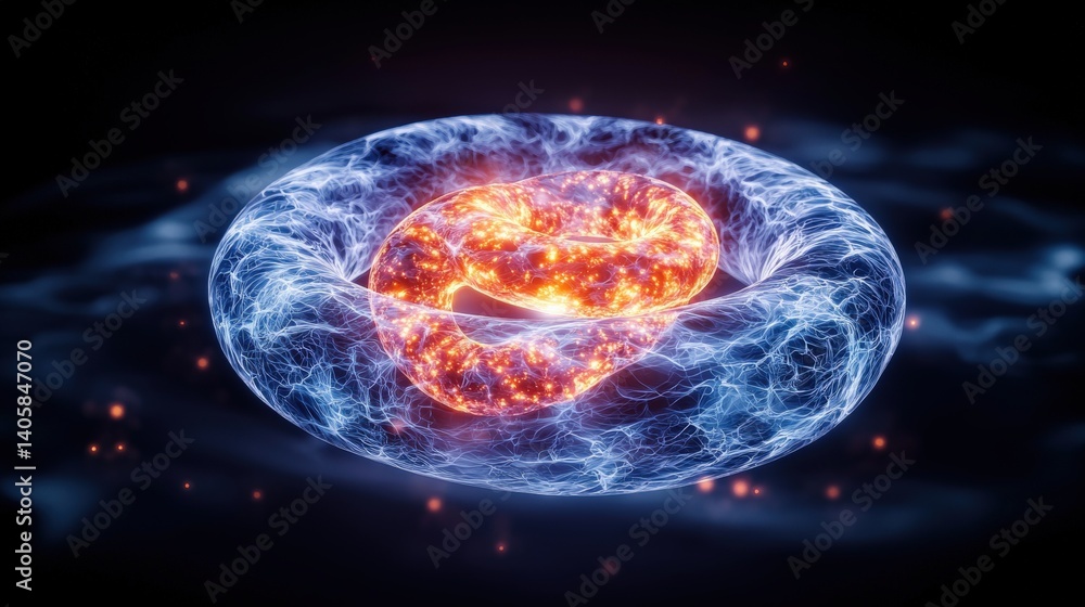 Poster dynamic fusion of energy and matter cosmic space digital art abstract environment close-up view theo