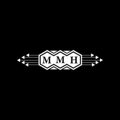 MMH letter logo design on black background.