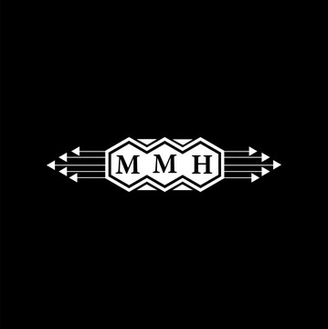 MMH letter logo design on black background.