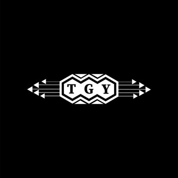 TGY letter logo design on black background.