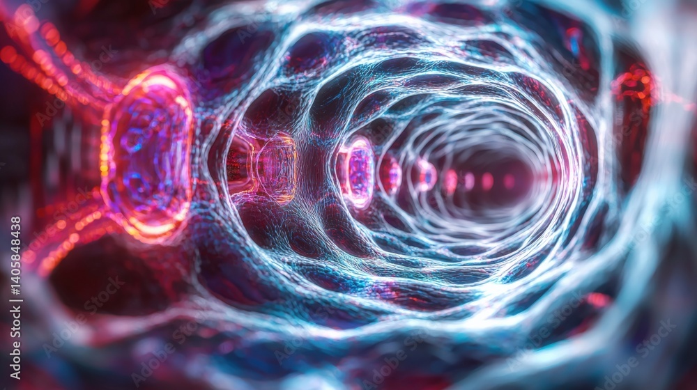 Aufkleber dynamic energy flow simulation in quantum computing virtual environment digital art futuristic persp