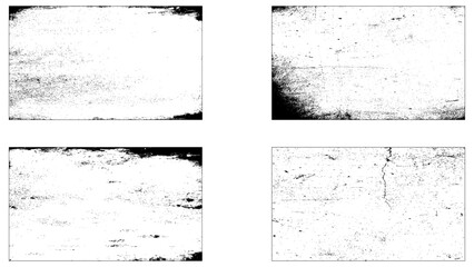 Set of Black and white grunge. Distress overlay texture. Surface dust and rough dirty wall background concept. Vector illustration.