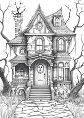 Obraz premium Haunted House Coloring Pages