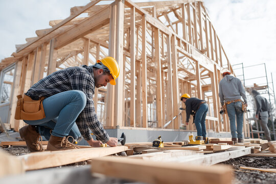construction crew building a new home