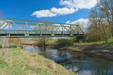 old steel bridge over the river Unstrut near Herbsleben
