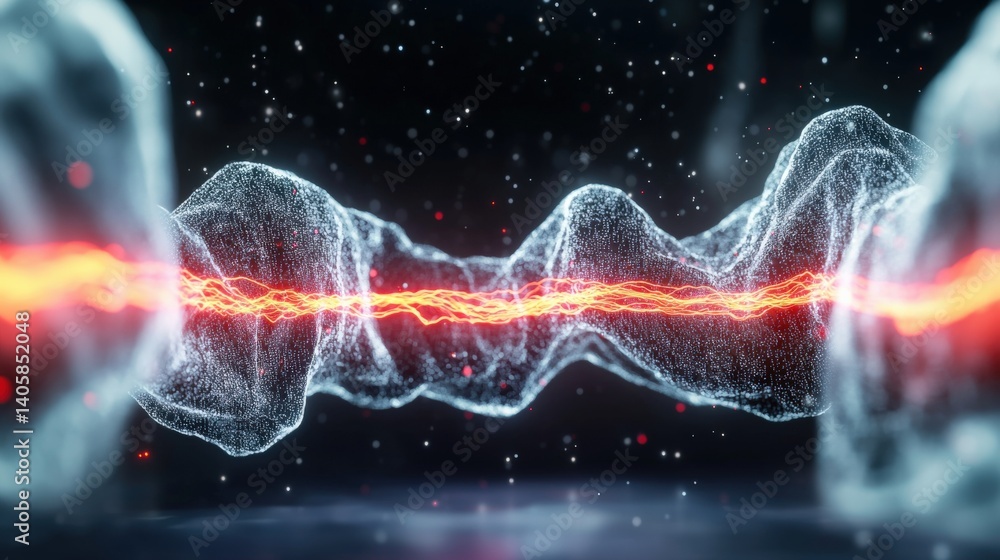 Poster dynamic energy wave simulation virtual environment digital artwork abstract concept close-up view fu